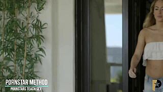 pornstar rides in missionary for total vagina stimulation.