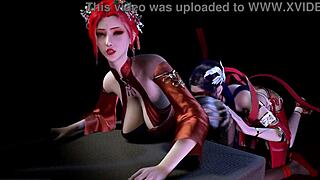 Threesome banging with two big-boobed princesses in 3D animation