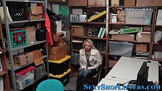 blonde teen thief caught and gets a huge cumshot on her face 😏