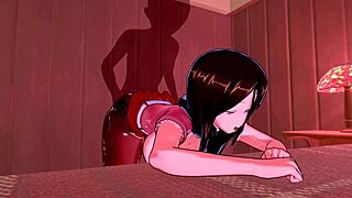 3D animated hentai with big ass and big tits, handjob and creampie