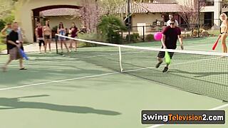 Wild orgy features group blowjobs with American amateurs.