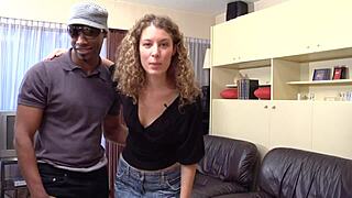 French Interracial Couple's Rough Missionary Fucking With Black Man