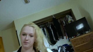 Blonde Busty Wife Swallows in Hot POV Blowjob