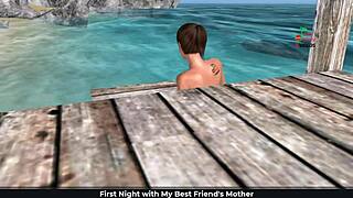 Cute Girl Teasingly Masturbates On Beach With Banana In 3D Cartoon