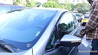 Busty Cougar Sara Jay Rides Her Driver Shaundam's Big Black Cock in Heels