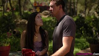 Abbie Maley in a hardcore scene in a family with different ethnicity