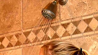 Casi James, the masseuse, teases pussy in shower bathing before fucking.