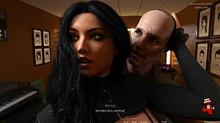 anna gets bent over in stockings for threesome with old guys!