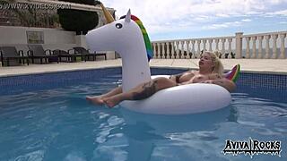 The big tits of my girlfriend heat me up and we fuck watching a movie