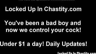 Trying a fun new chastity device for you to wear