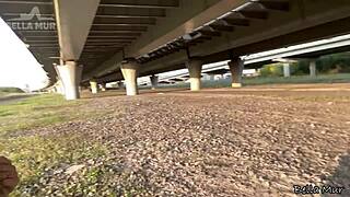 Playful Redhead Teases with Classmate in Public Outdoor Fun