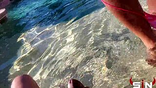 Avery Jane's big tits bounce in pool anal fuck