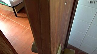 Watch the stepmother spy on her stepson stroking his big cock?