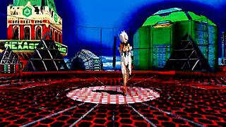 Beautiful anime girl dances half-naked