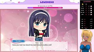 Anime lesbian dating game with big-boobed Vtuber Lewdneko