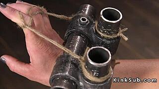 Brunette Slave Endures Anal Hook in Dark Dungeon