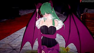 Morrigan, you hate it at first but then say 'fuck me full' in this Halloween special on sheer fantasy.