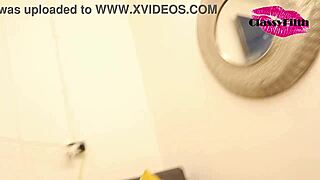 Blonde milf slut takes a messy cumshot right to the eye.