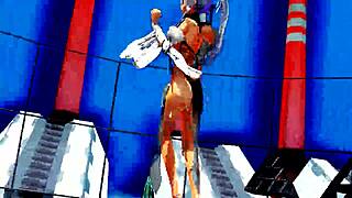 Beautiful anime girl dances half-naked