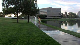 alexa loren getting wet in the sprinklers 😏
