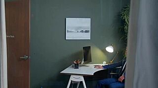 Hot guys secretly hookup in gay office parody