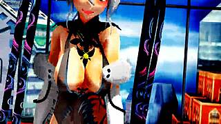 Beautiful anime girl dances half-naked