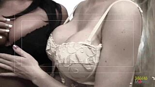 two beautiful bisexual milfs make out then get fucked by two guys