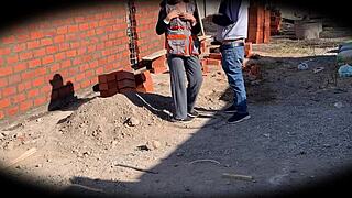 Security camera catches engineer Nataly at construction site