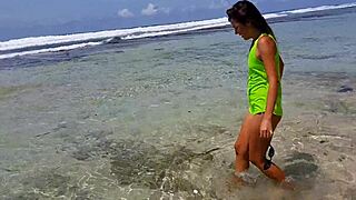 Intense beach sex with small-titted beauty in paradise