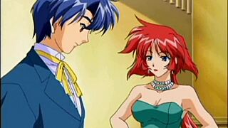 Anime blonde teen feels deep pleasure.