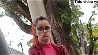 Risky public stroke for student on street.