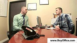 Office twink sucks hunk's cock eagerly