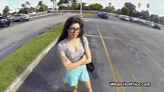 fucking a cute broke teen in glasses for quick cash sounds tempting