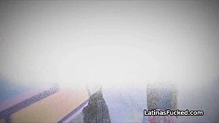 Latina girlfriend sucks outdoors and fucks indoors