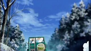 Anime blonde teen feels deep pleasure.