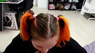Sweet Blowjob From Cute Redhead Teen