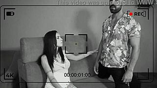 Brunette slut gets anal fucked backstage, receives facial cumshot