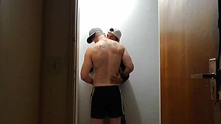 Cameras catch friends fucking in gym corridor