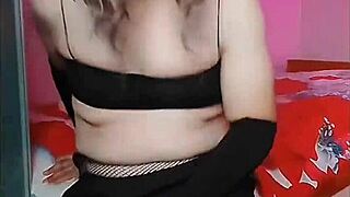 Sissy crossdresser's big ass and wet pussy in action