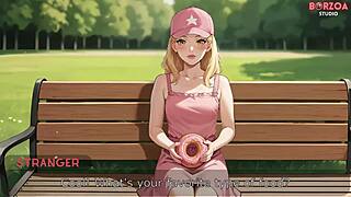 Blonde Innocent Girl Meets Stranger In Park For Lollipop