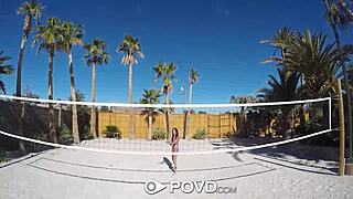 Povd Backyard Badminton Massage Turns Anal Fuck With Busty Anissa Kate