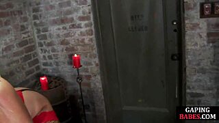 Lezdom in Lingerie Toys and Gapes Submissive's Big Asshole Before Intense Fisting Bondage Session