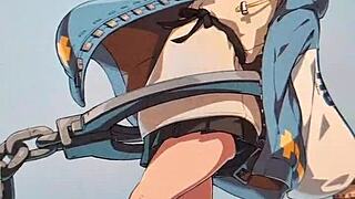 A new girl models in our anime hentai session