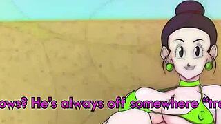 chichis feel joy on beach with monster in anime world