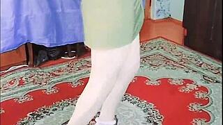 Sissy crossdresser's big ass and wet pussy in action