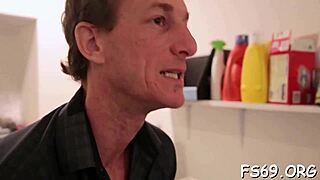 I watch this sweet babe suck and ride a big cock in the bedroom, it's so hottt