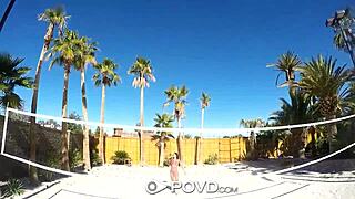 Povd Backyard Badminton Massage Turns Anal Fuck With Busty Anissa Kate