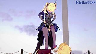 amber and fischl in genshin impact hentai