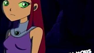 starfire and robin go doggystyle in hentai clip