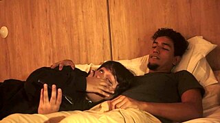 Stepbrother gives blowjob and fucks alone with her